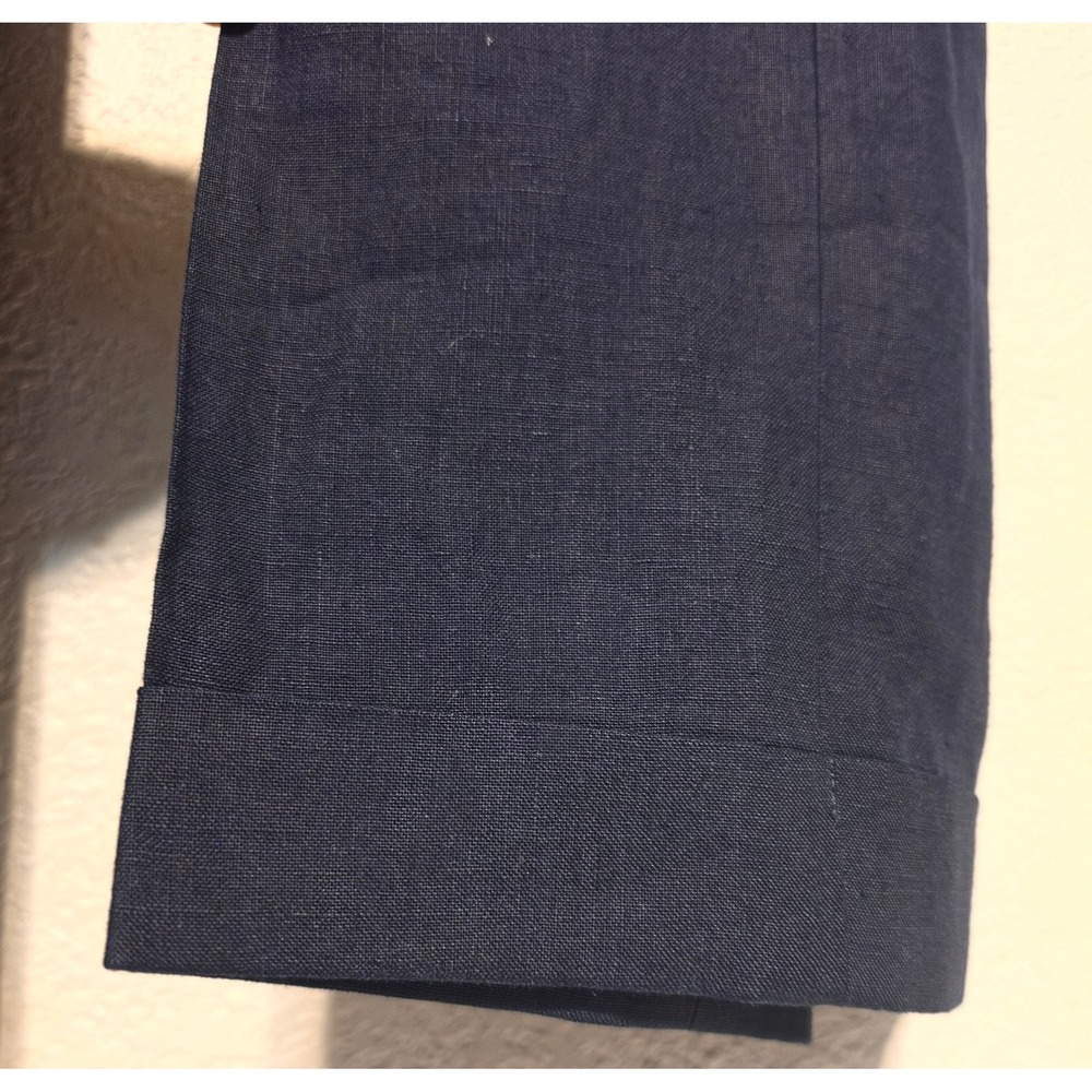 Ralph Lauren Purple Label S 34 Navy Blue Linen Pleated Cuffed Pants Italy LikeNe - Picture 9 of 16